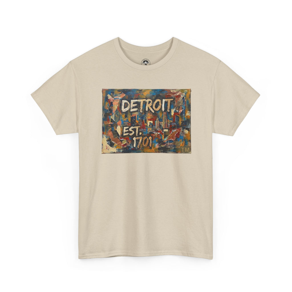 Detroit Abstract Painterly Mural T-Shirt — "DETROIT" Graphic Cotton Tee | Motor City Street Art