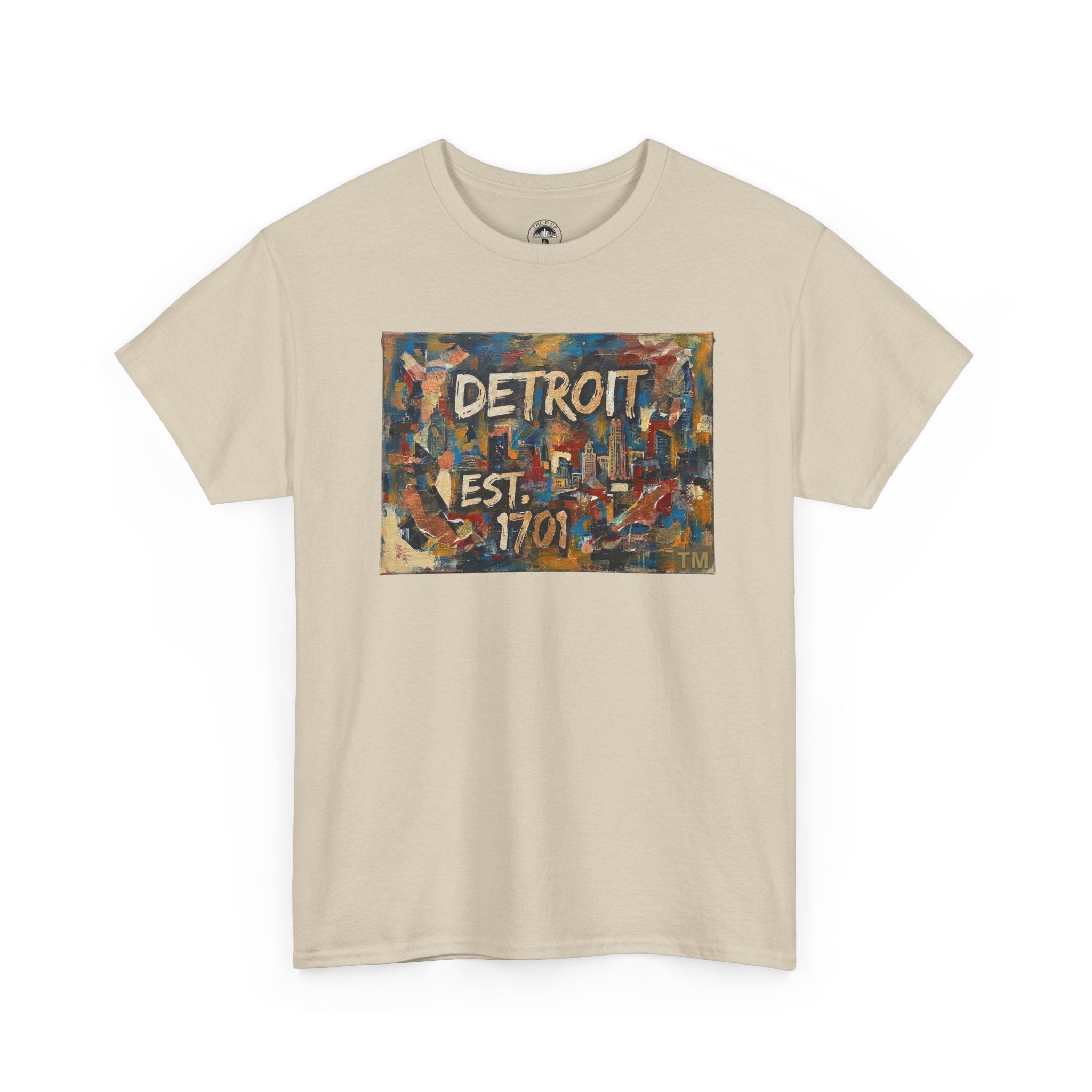 Detroit Abstract Painterly Mural T-Shirt — "DETROIT" Graphic Cotton Tee | Motor City Street Art