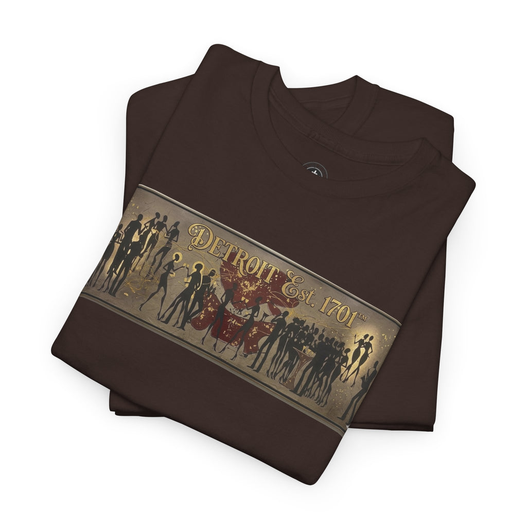 Detroit Pride Vintage Silhouette Artwork Tee — Motor City Midnight Graphic Cotton T-Shirt