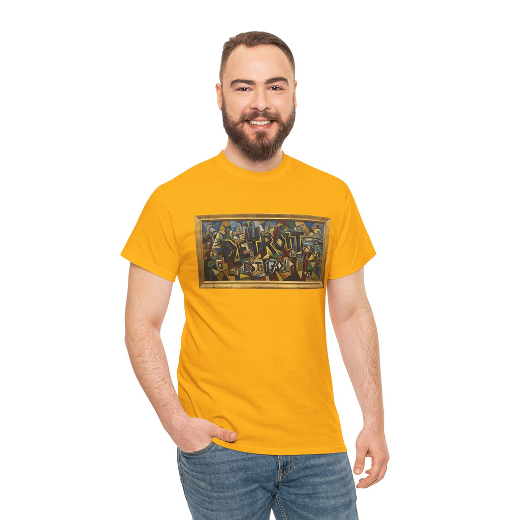 Men's Abstract Cubist Art T-Shirt — Framed Modern Painting Graphic(Unisex)