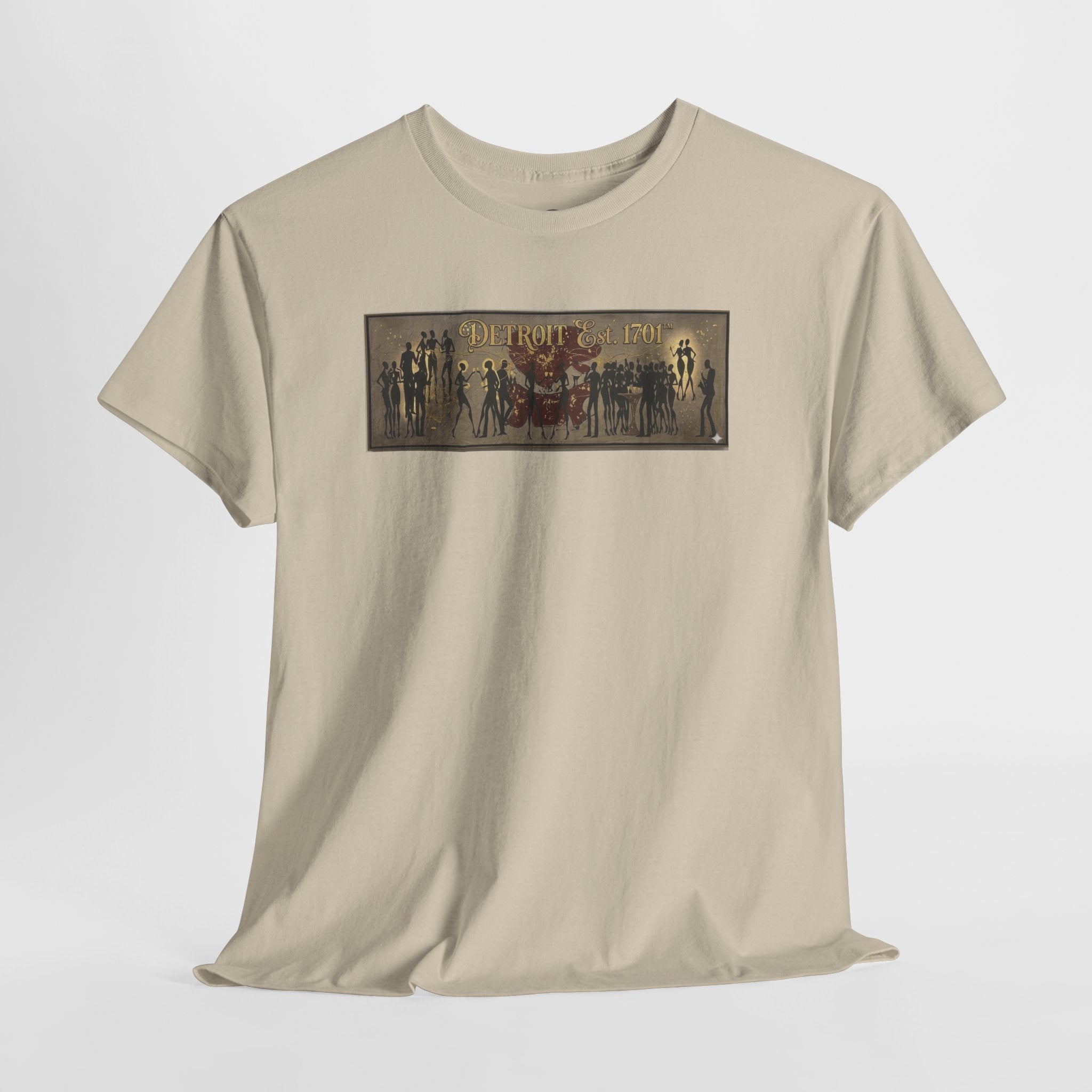 Detroit Pride Vintage Silhouette Artwork Tee — Motor City Midnight Graphic Cotton T-Shirt