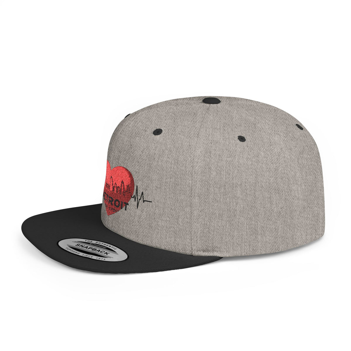 Detroit Heartbeat Snapback Hat — Embroidered City Heart Graphic