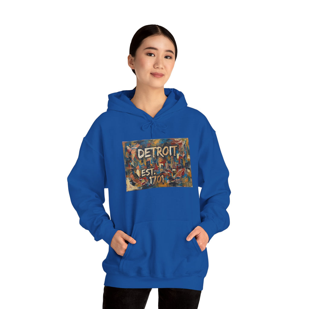 Detroit City Mural Hoodie — Abstract Painterly Graphic Pullover | Motor City Street Art