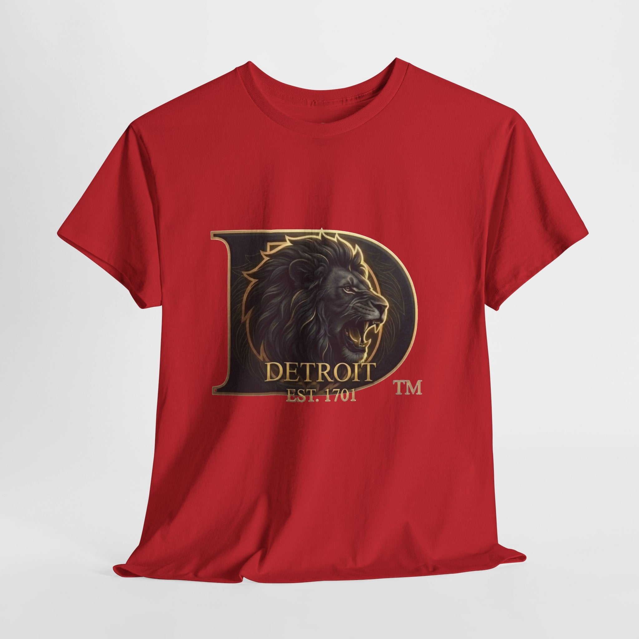 Men's Detroit Pride Lion D T Shirt — Gold Foil Monogram Detroit Lion Graphic(Unisex)