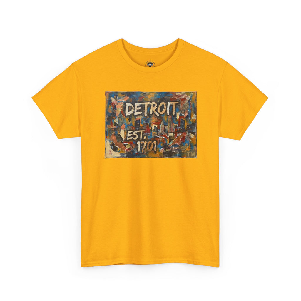Detroit Abstract Painterly Mural T-Shirt — "DETROIT" Graphic Cotton Tee | Motor City Street Art