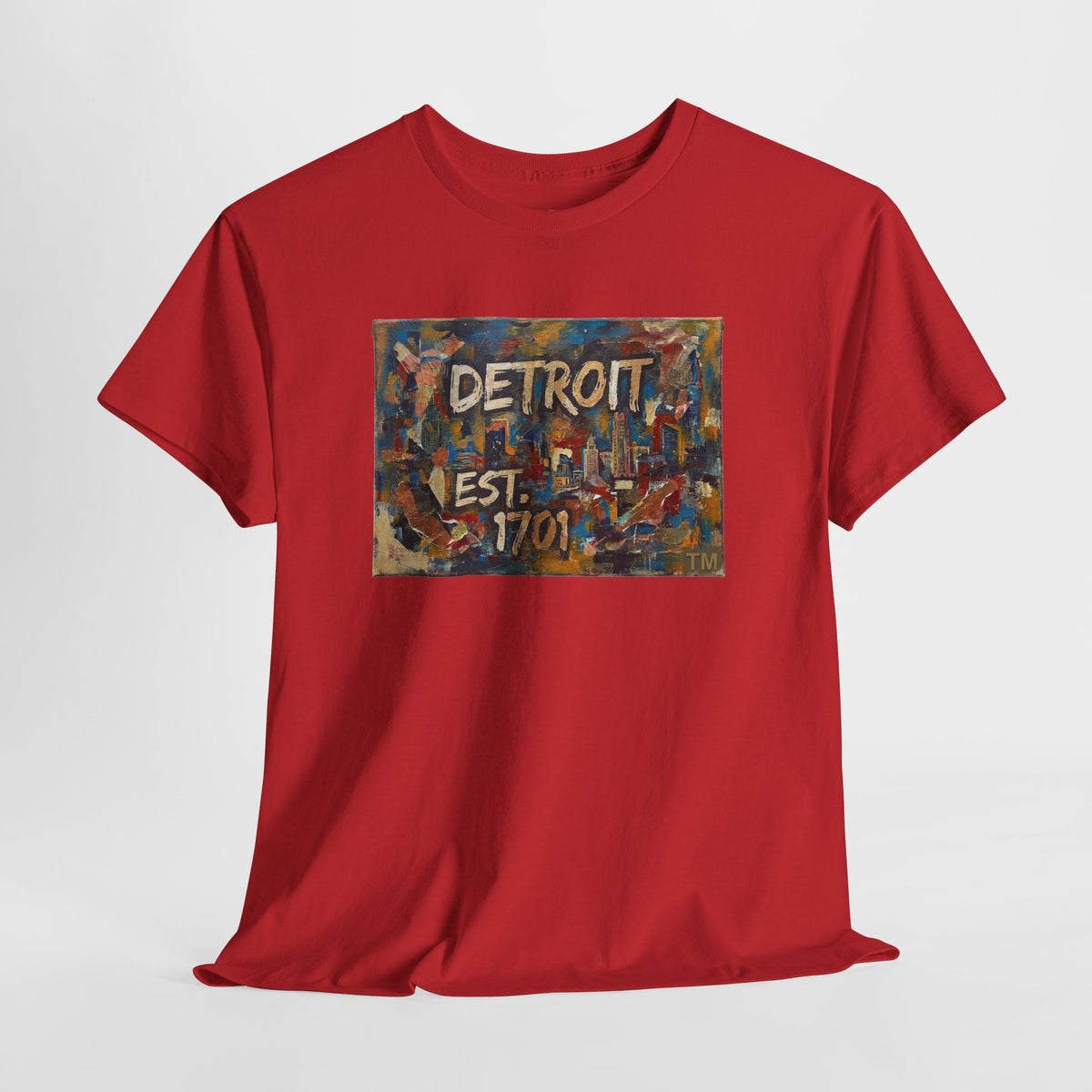 Detroit Abstract Painterly Mural T-Shirt — "DETROIT" Graphic Cotton Tee | Motor City Street Art