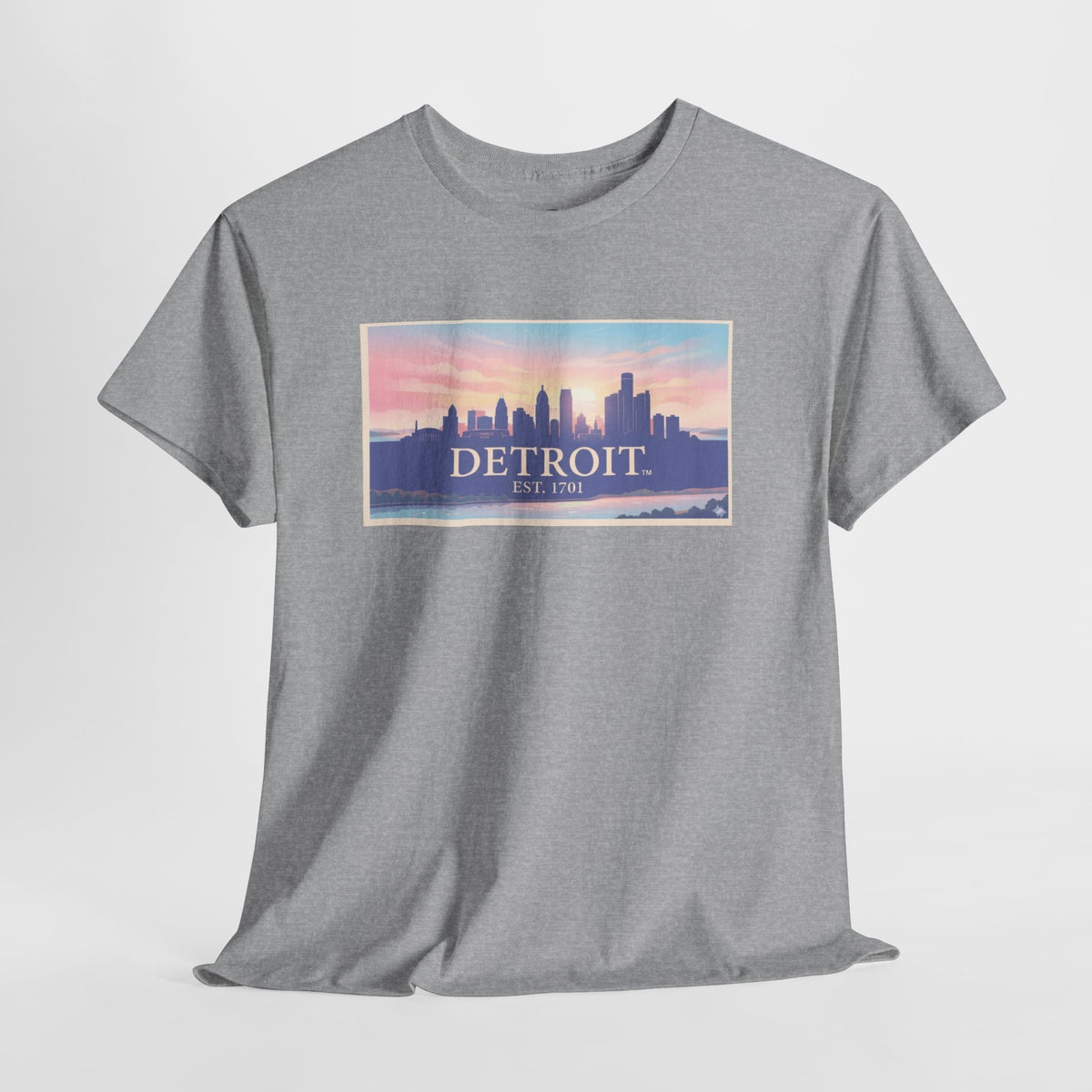 Women's Detroit Skyline T-Shirt – Pastel Sunset Cityscape
