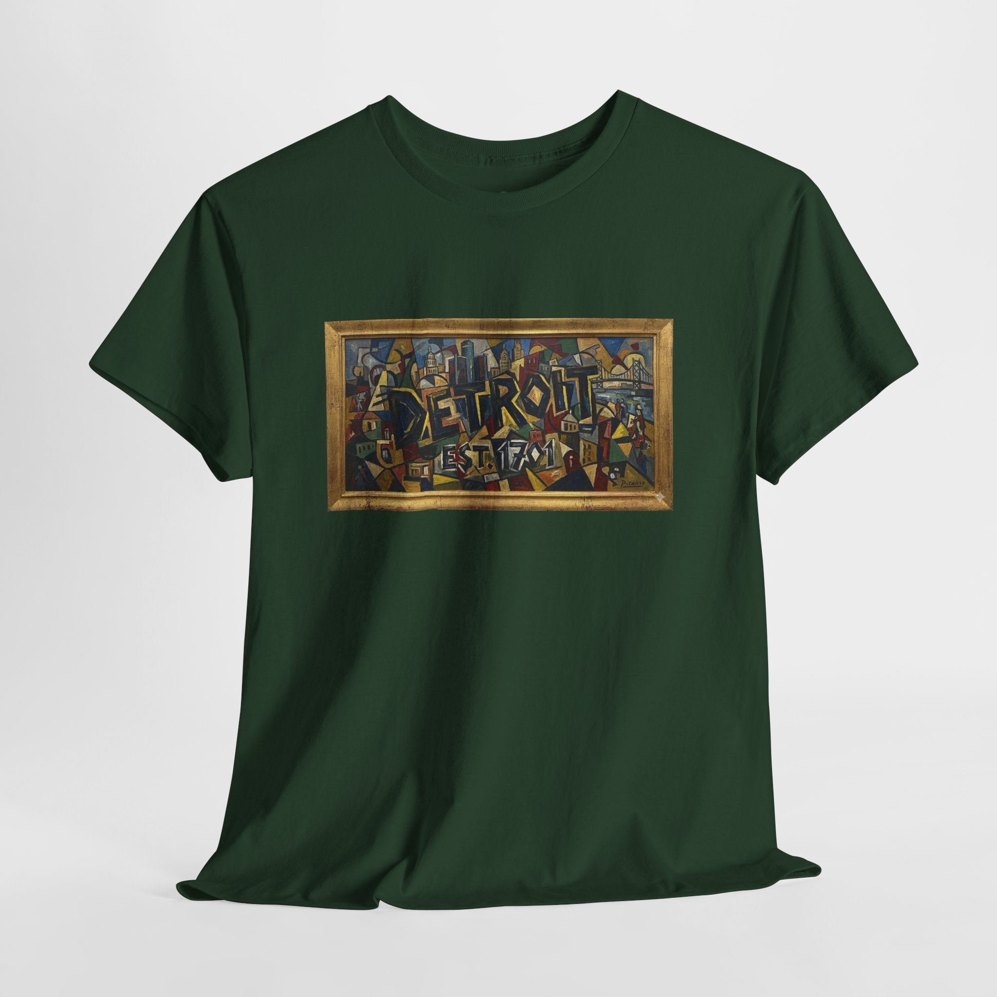 Men's Abstract Cubist Art T-Shirt — Framed Modern Painting Graphic(Unisex)