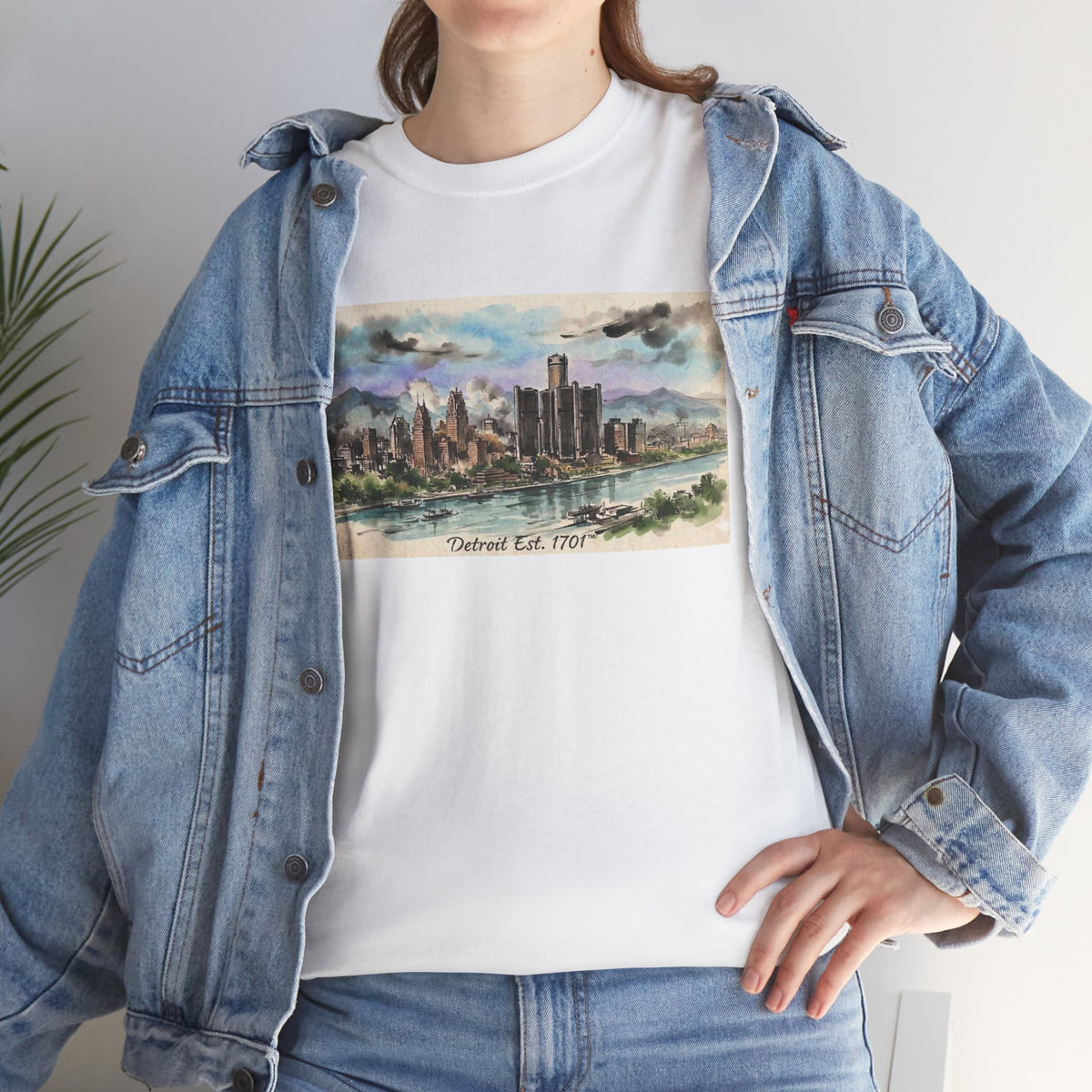 Women's City Skyline Tee — Detroit Est. 1701 Vintage Watercolor Graphic T-Shirt
