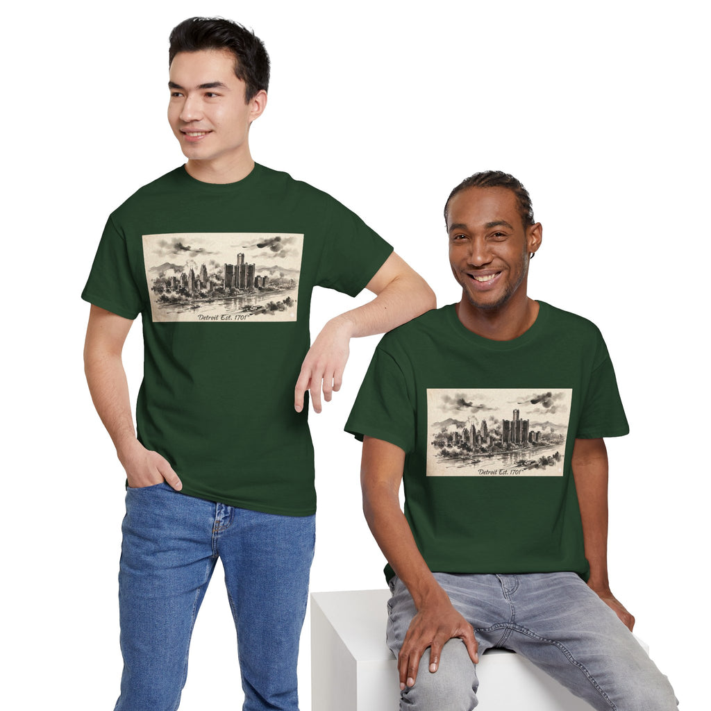 Detroit Pride Vintage Skyline Tee — "Detroit, Est. 1701" Cotton T-Shirt | Motor City Roots