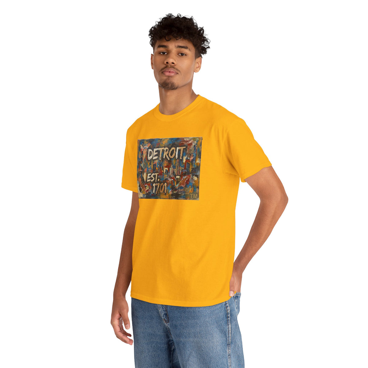 Detroit Abstract Painterly Mural T-Shirt — "DETROIT" Graphic Cotton Tee | Motor City Street Art