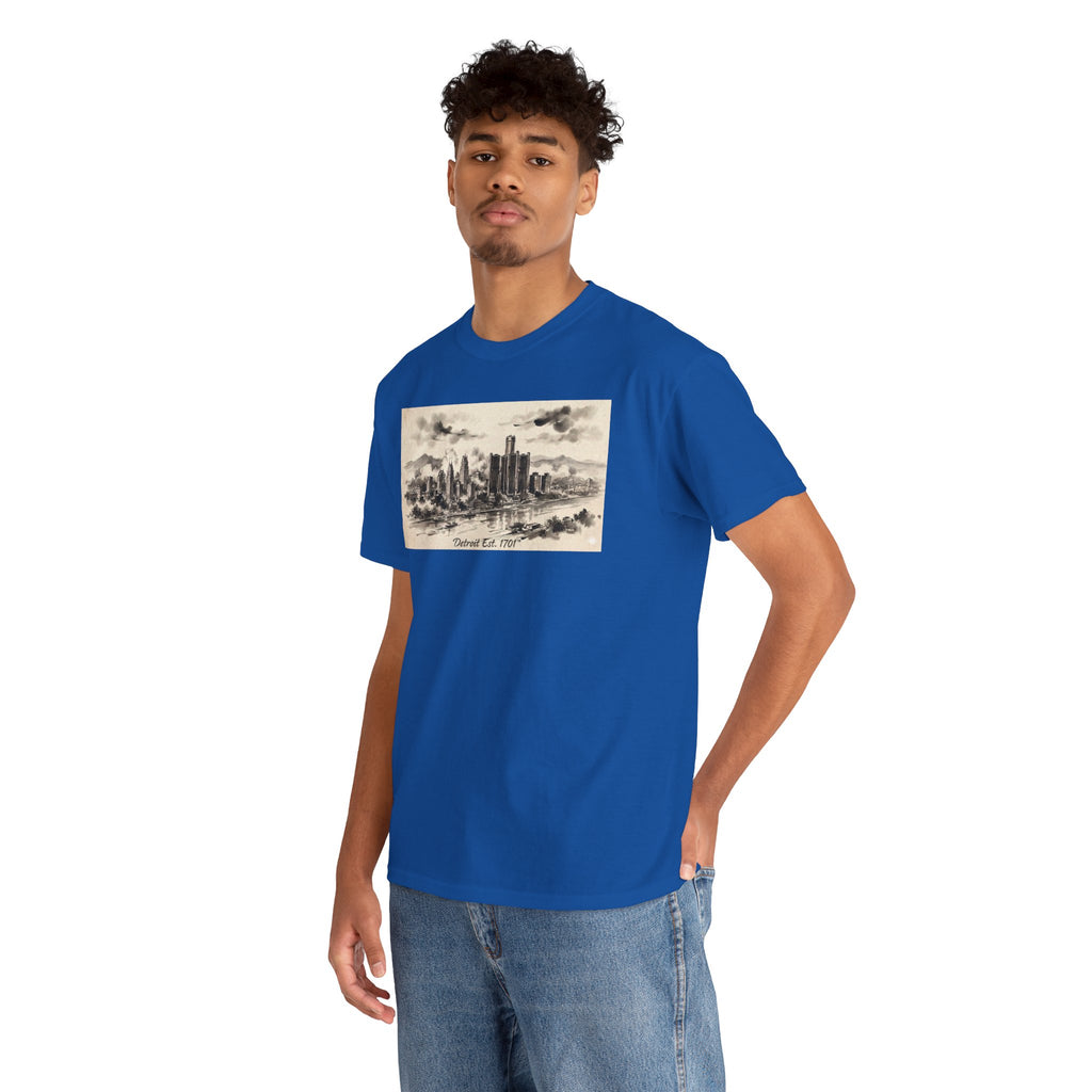 Detroit Pride Vintage Skyline Tee — "Detroit, Est. 1701" Cotton T-Shirt | Motor City Roots