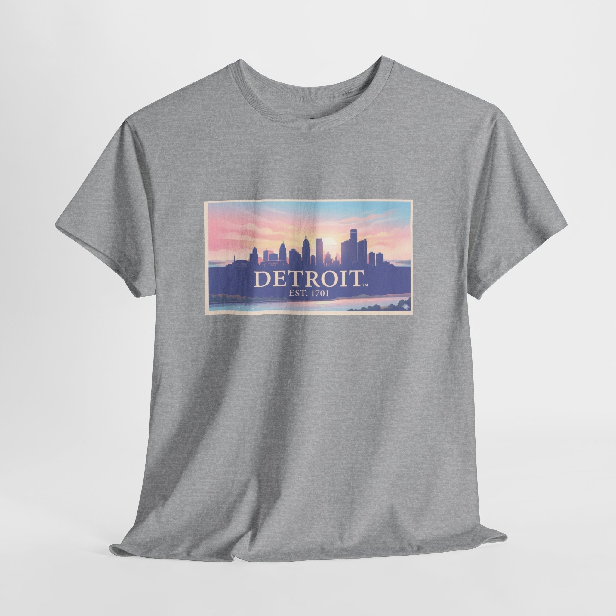 Women's Detroit Skyline T-Shirt – Pastel Sunset Cityscape