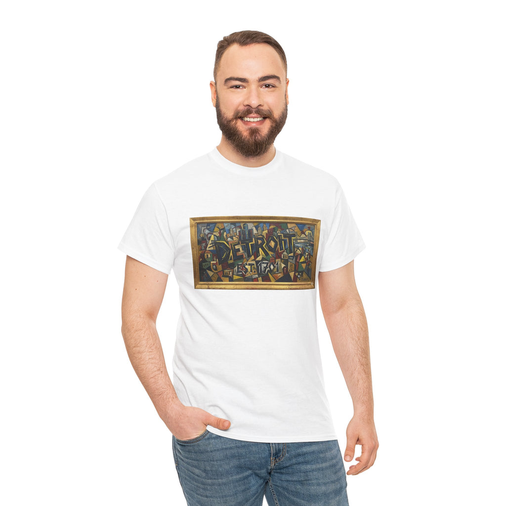 Men's Abstract Cubist Art T-Shirt — Framed Modern Painting Graphic(Unisex)