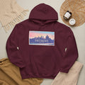 Women's Detroit Skyline Hoodie – Pastel Sunrise Cityscape