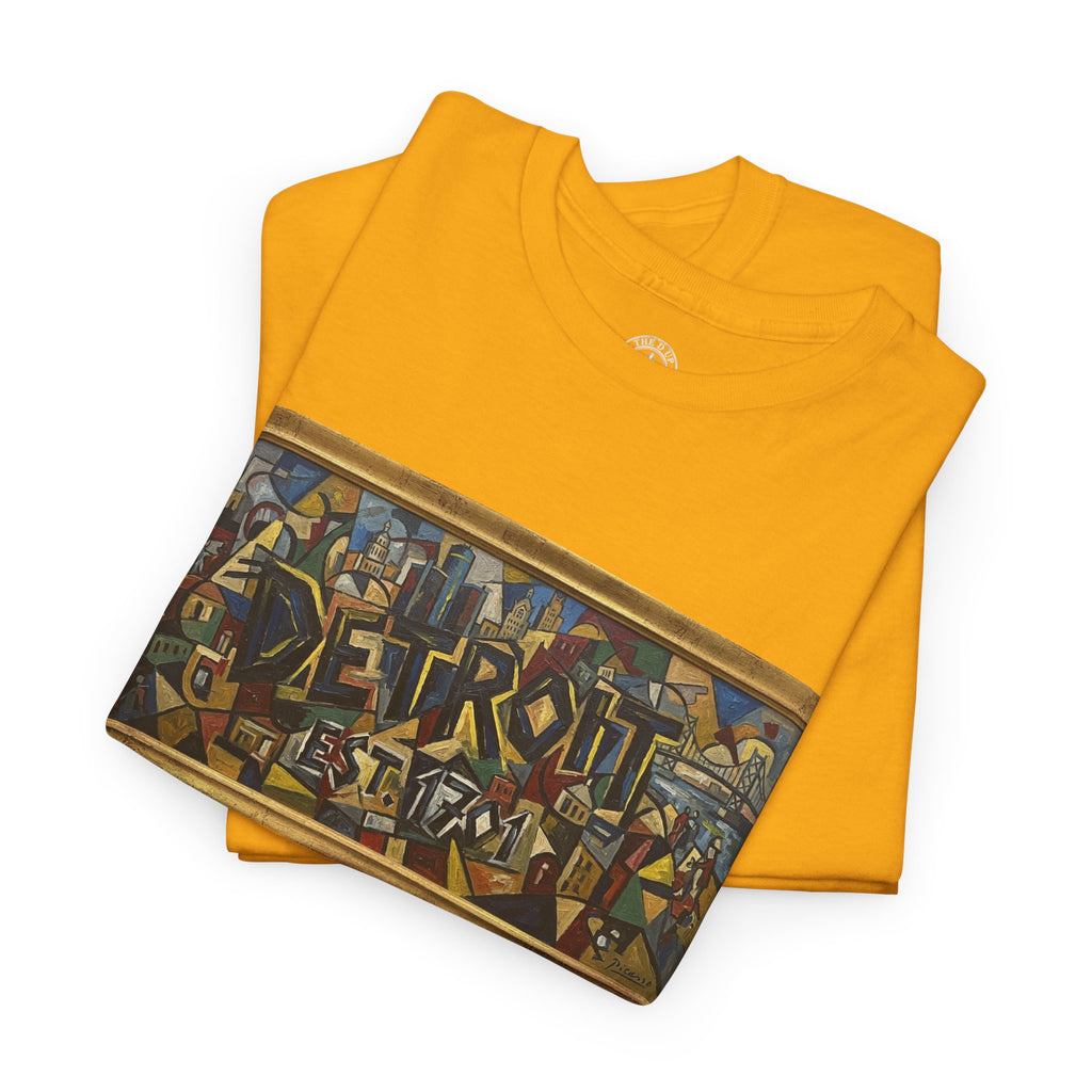 Men's Abstract Cubist Art T-Shirt — Framed Modern Painting Graphic(Unisex)