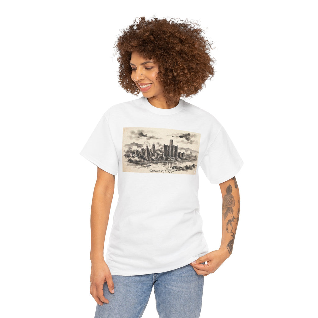 Detroit Pride Vintage Skyline Tee — "Detroit, Est. 1701" Cotton T-Shirt | Motor City Roots