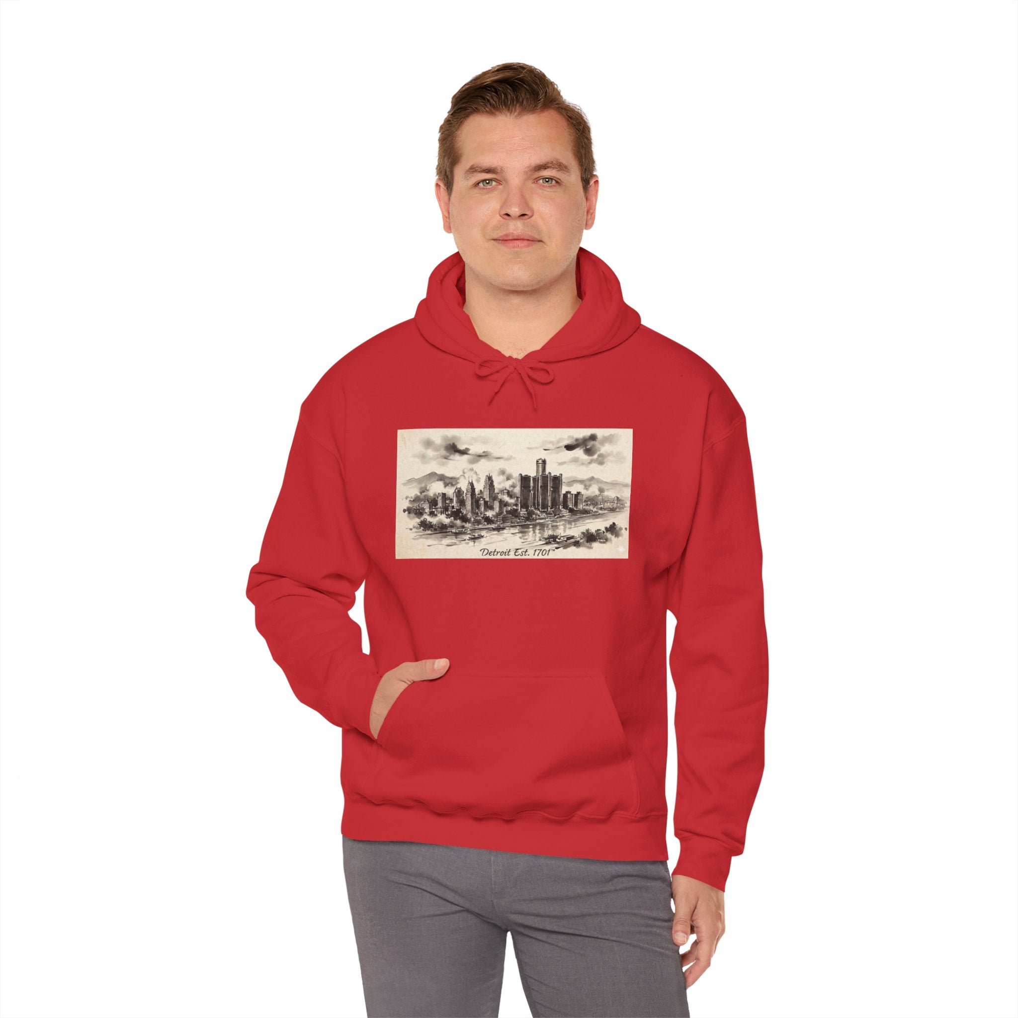 Detroit Pride Vintage Skyline Hoodie — "Detroit, Est. 1701" Pullover | Motor City Roots