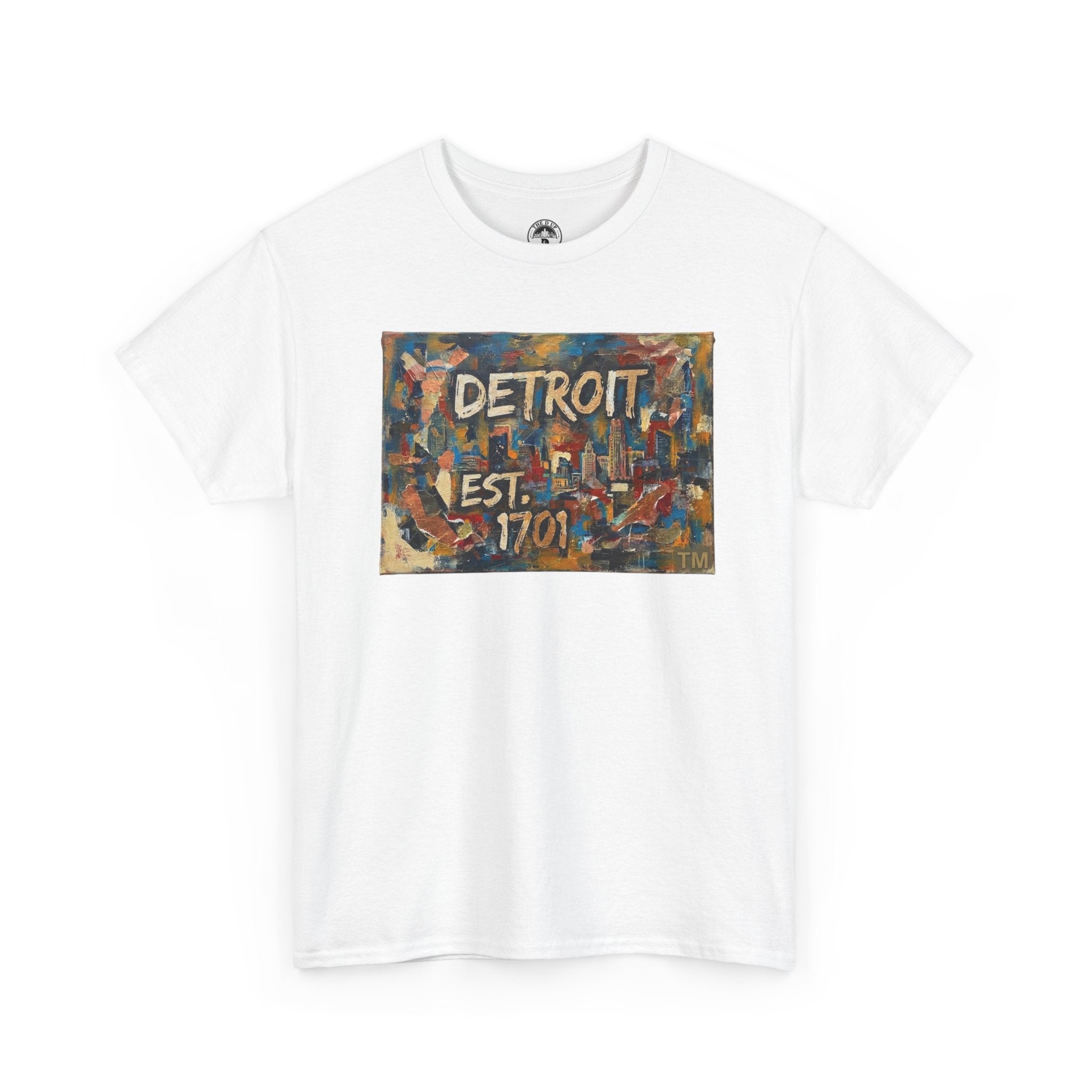 Detroit Abstract Painterly Mural T-Shirt — "DETROIT" Graphic Cotton Tee | Motor City Street Art