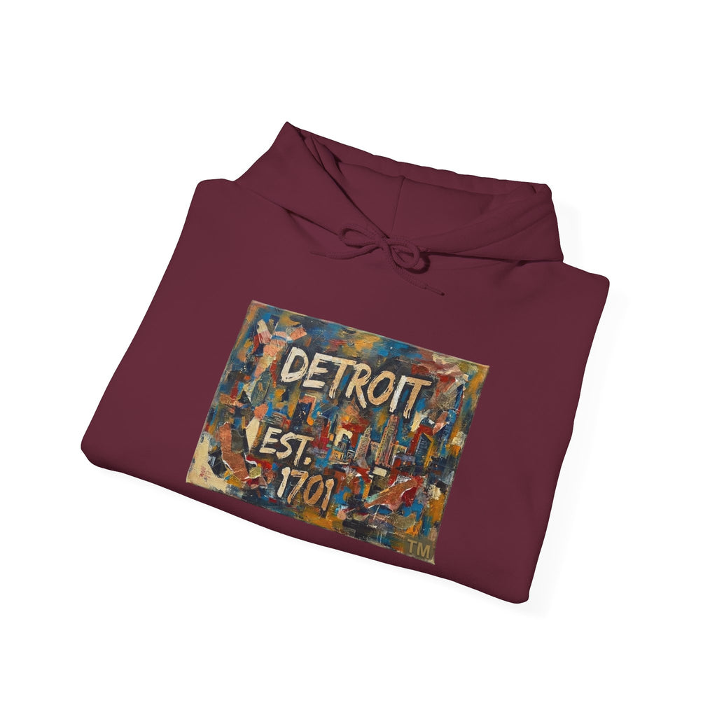 Detroit City Mural Hoodie — Abstract Painterly Graphic Pullover | Motor City Street Art