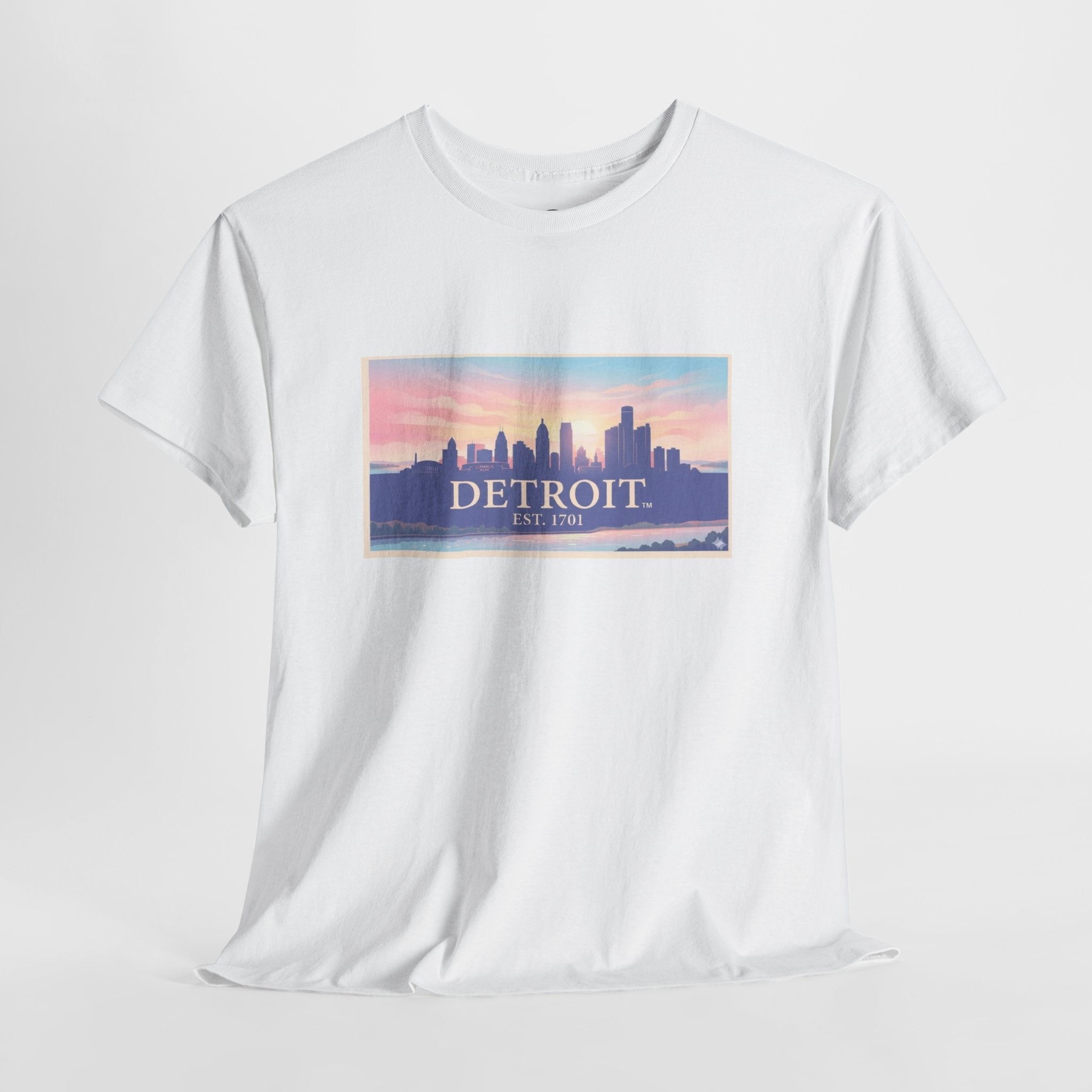 Women's Detroit Skyline T-Shirt – Pastel Sunset Cityscape