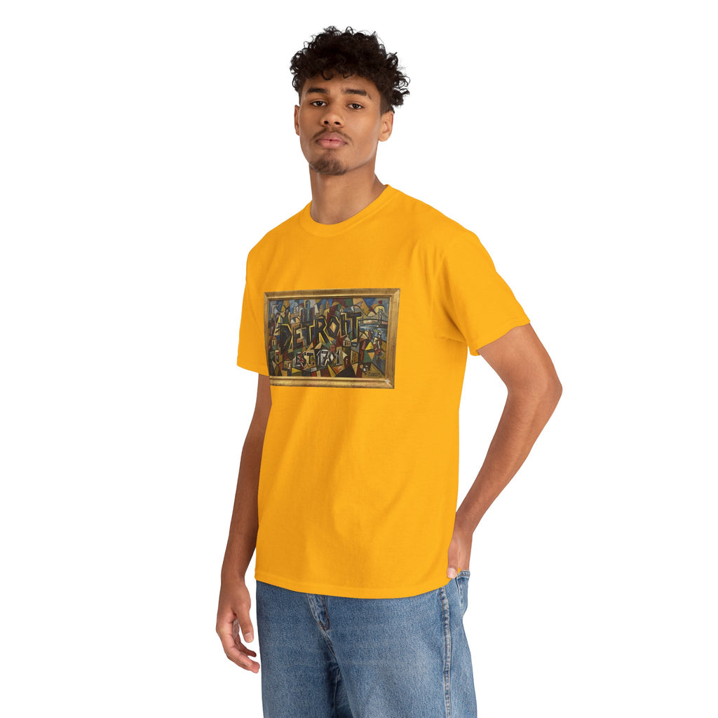 Men's Abstract Cubist Art T-Shirt — Framed Modern Painting Graphic(Unisex)