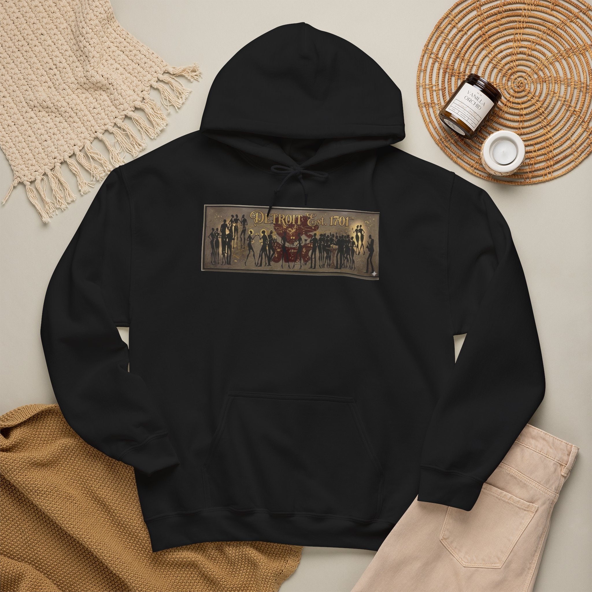 Detroit Pride Vintage Silhouette Artwork Hoodie — Motor City Midnight Graphic Pullover