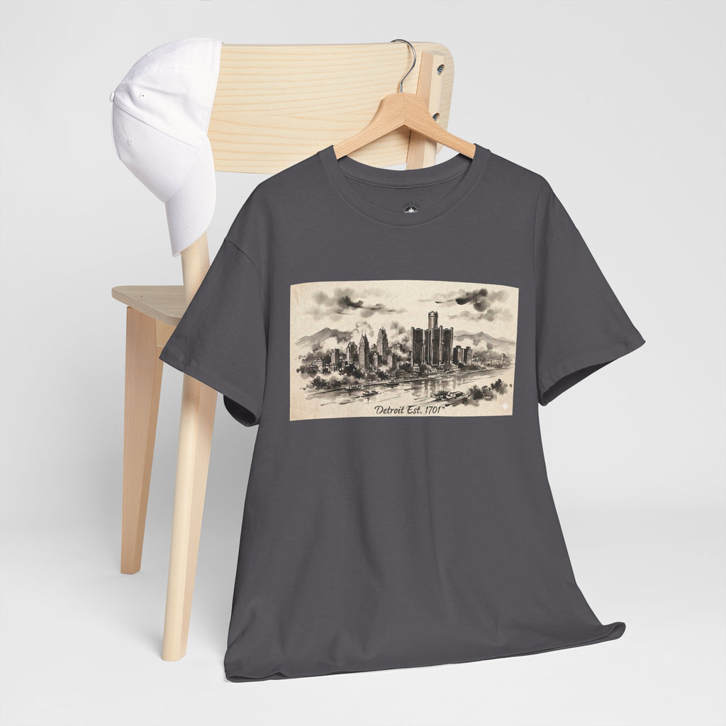 Detroit Pride Vintage Skyline Tee — "Detroit, Est. 1701" Cotton T-Shirt | Motor City Roots