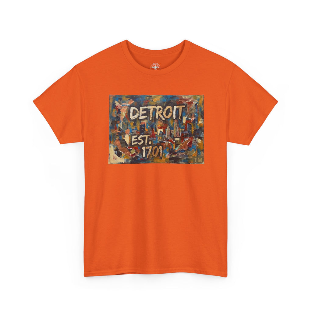 Detroit Abstract Painterly Mural T-Shirt — "DETROIT" Graphic Cotton Tee | Motor City Street Art