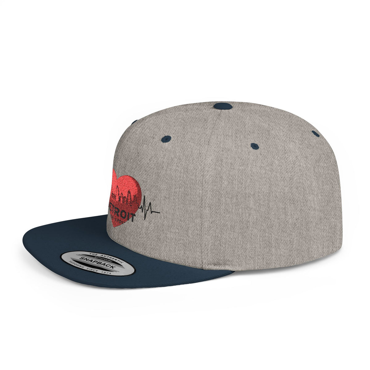 Detroit Heartbeat Snapback Hat — Embroidered City Heart Graphic