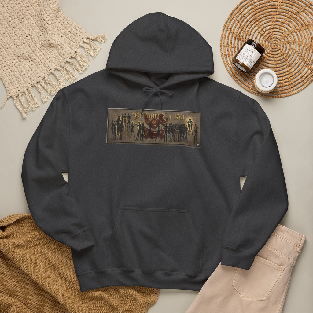 Detroit Pride Vintage Silhouette Artwork Hoodie — Motor City Midnight Graphic Pullover