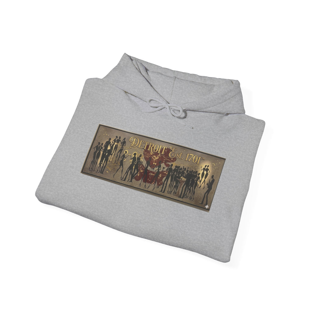 Detroit Pride Vintage Silhouette Artwork Hoodie — Motor City Midnight Graphic Pullover