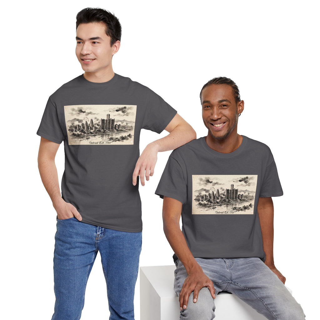 Detroit Pride Vintage Skyline Tee — "Detroit, Est. 1701" Cotton T-Shirt | Motor City Roots