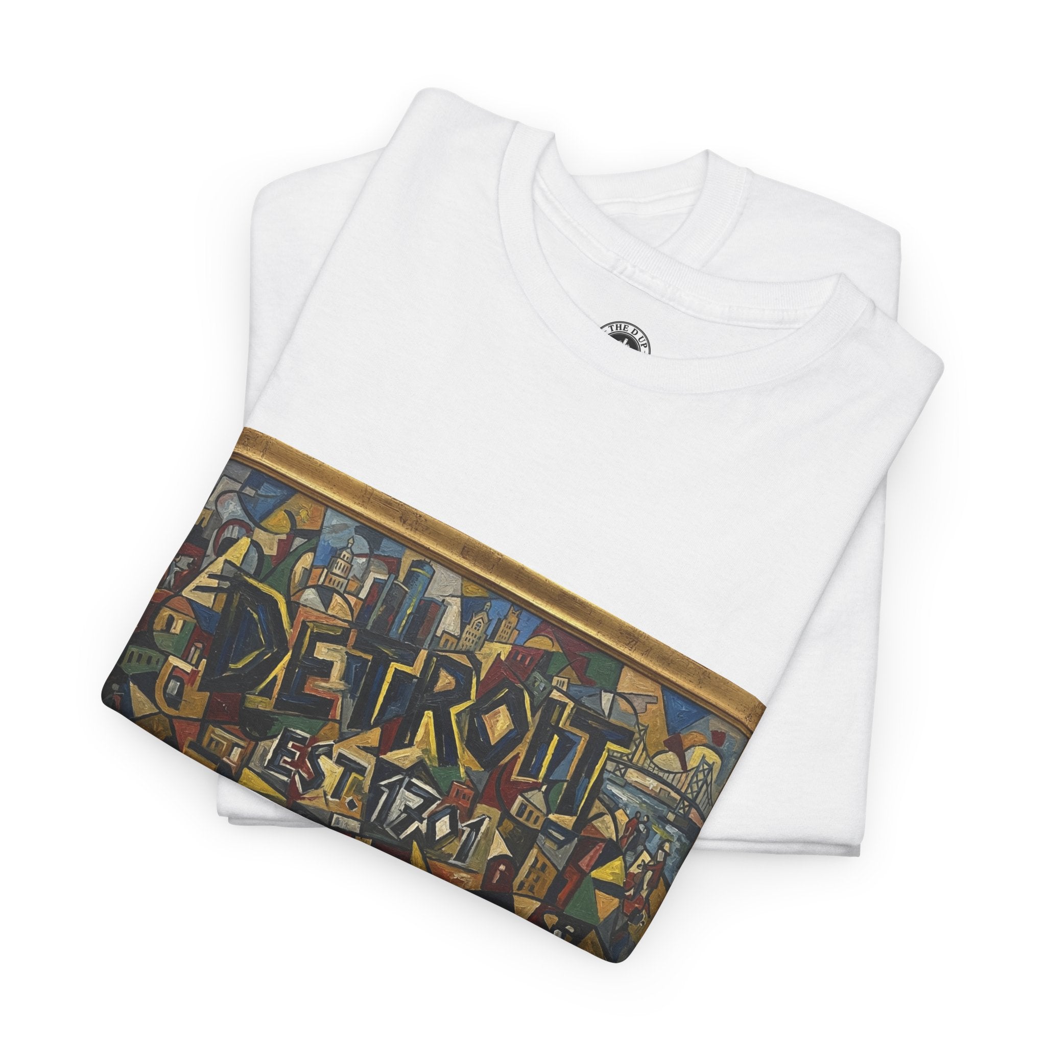 Men's Abstract Cubist Art T-Shirt — Framed Modern Painting Graphic(Unisex)
