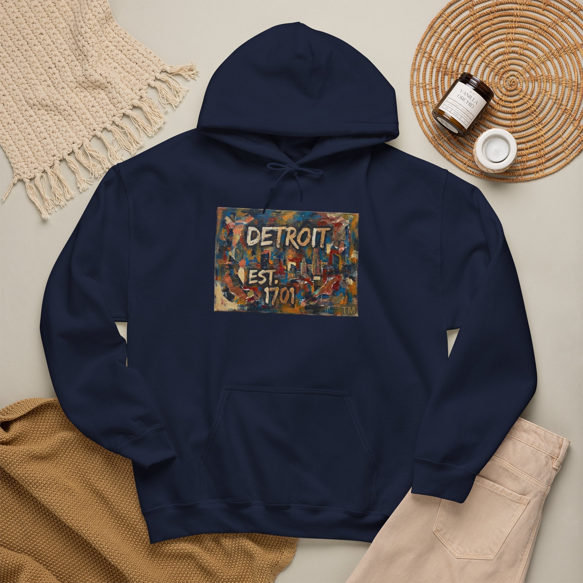 Detroit City Mural Hoodie — Abstract Painterly Graphic Pullover | Motor City Street Art