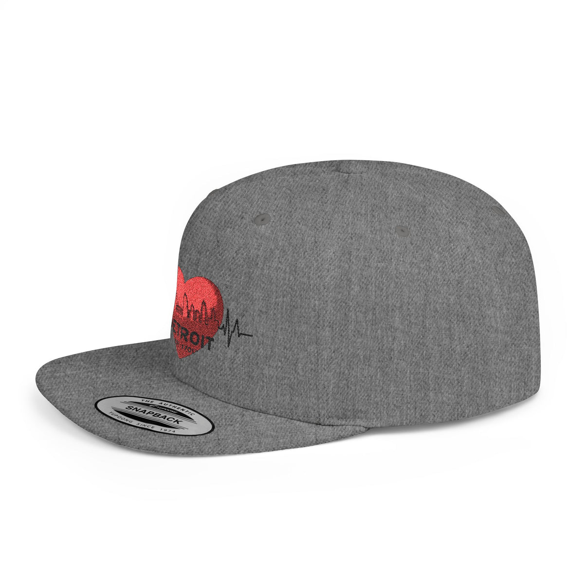 Detroit Heartbeat Snapback Hat — Embroidered City Heart Graphic