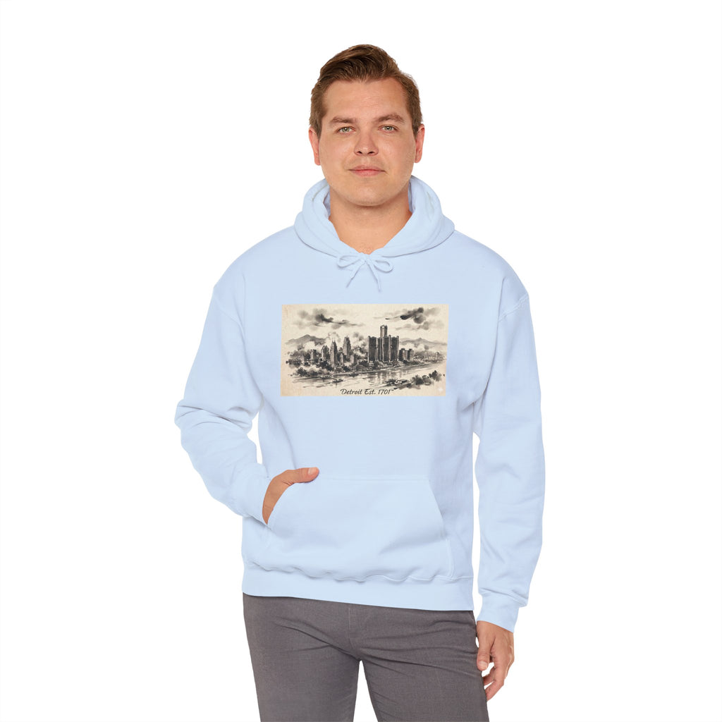 Detroit Pride Vintage Skyline Hoodie — "Detroit, Est. 1701" Pullover | Motor City Roots