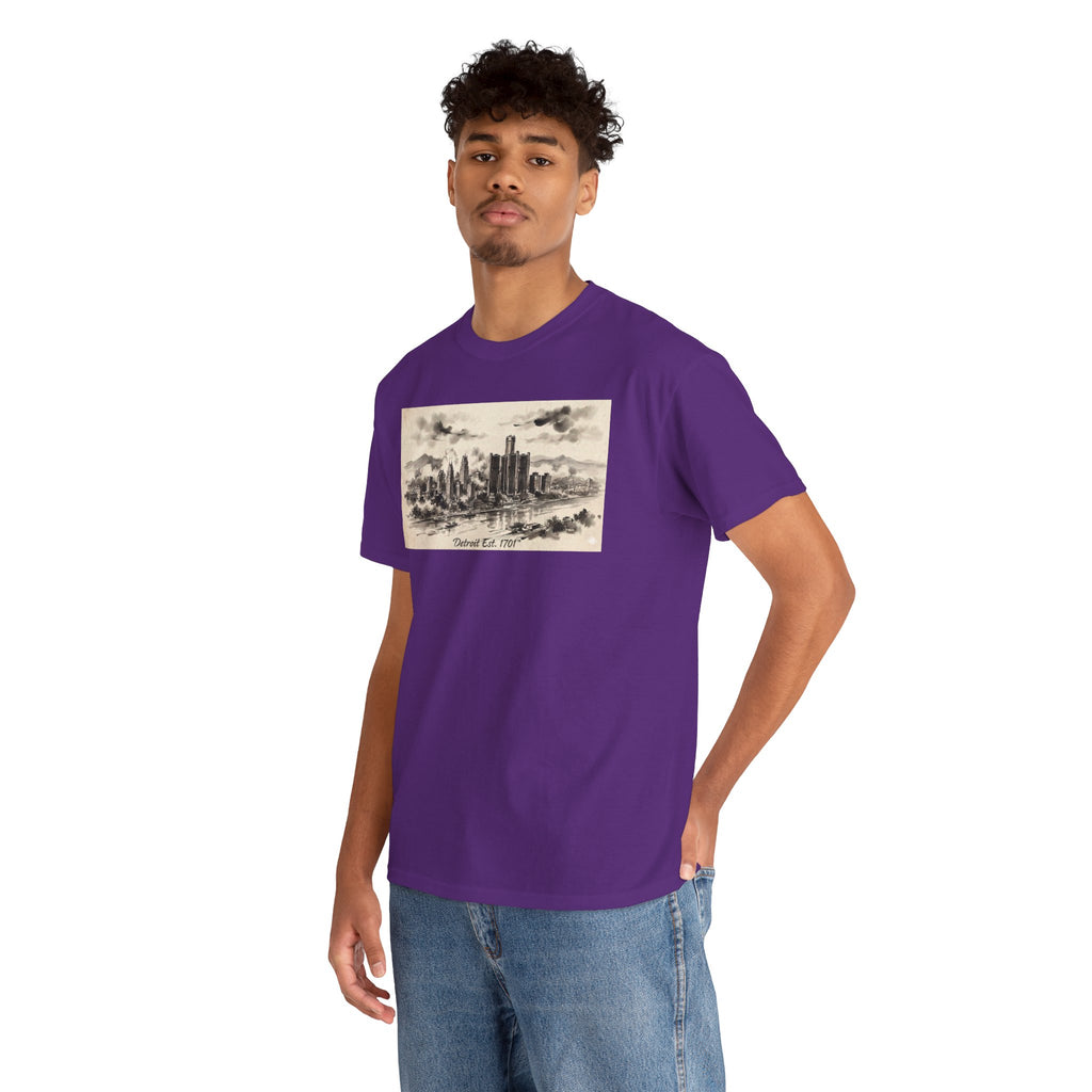 Detroit Pride Vintage Skyline Tee — "Detroit, Est. 1701" Cotton T-Shirt | Motor City Roots
