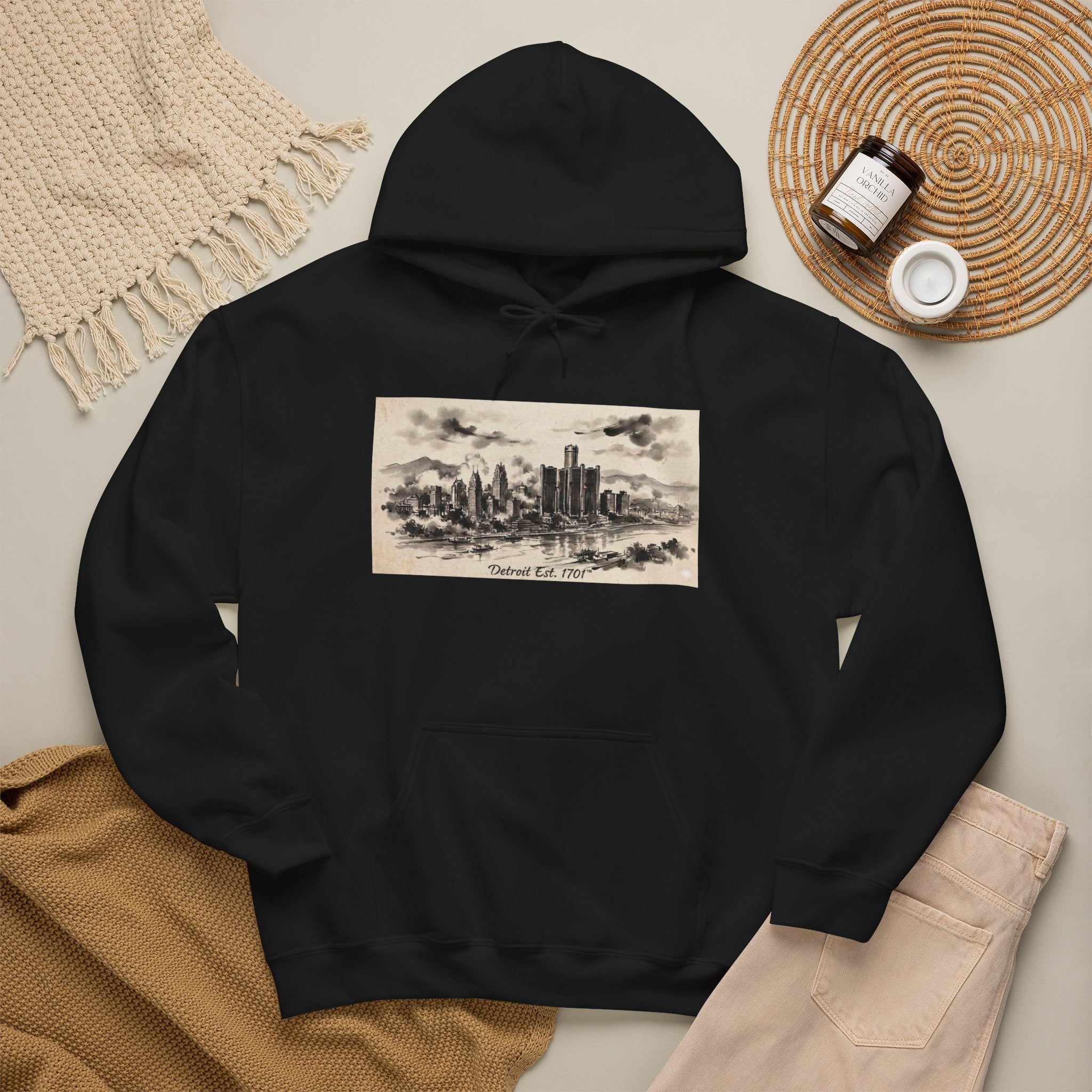 Detroit Pride Vintage Skyline Hoodie — "Detroit, Est. 1701" Pullover | Motor City Roots