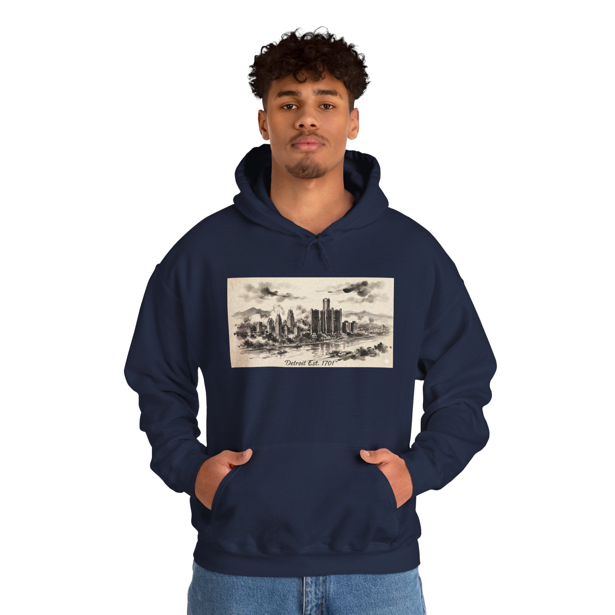 Detroit Pride Vintage Skyline Hoodie — "Detroit, Est. 1701" Pullover | Motor City Roots