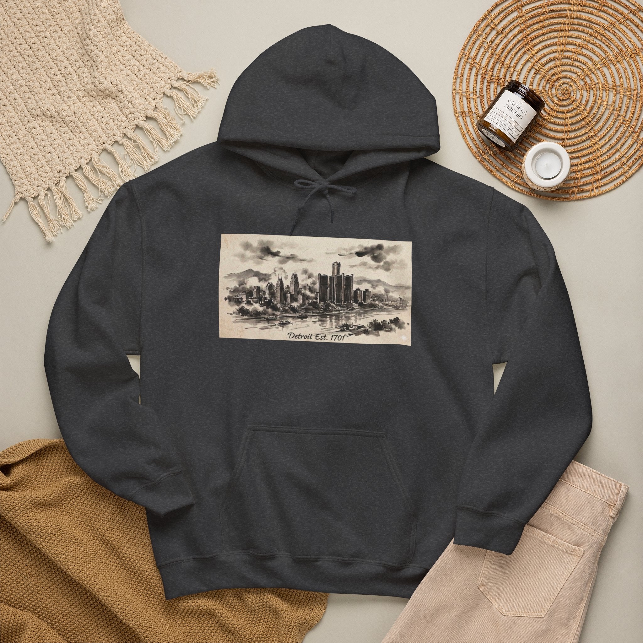 Detroit Pride Vintage Skyline Hoodie — "Detroit, Est. 1701" Pullover | Motor City Roots