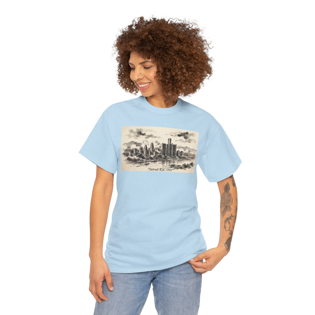 Detroit Pride Vintage Skyline Tee — "Detroit, Est. 1701" Cotton T-Shirt | Motor City Roots