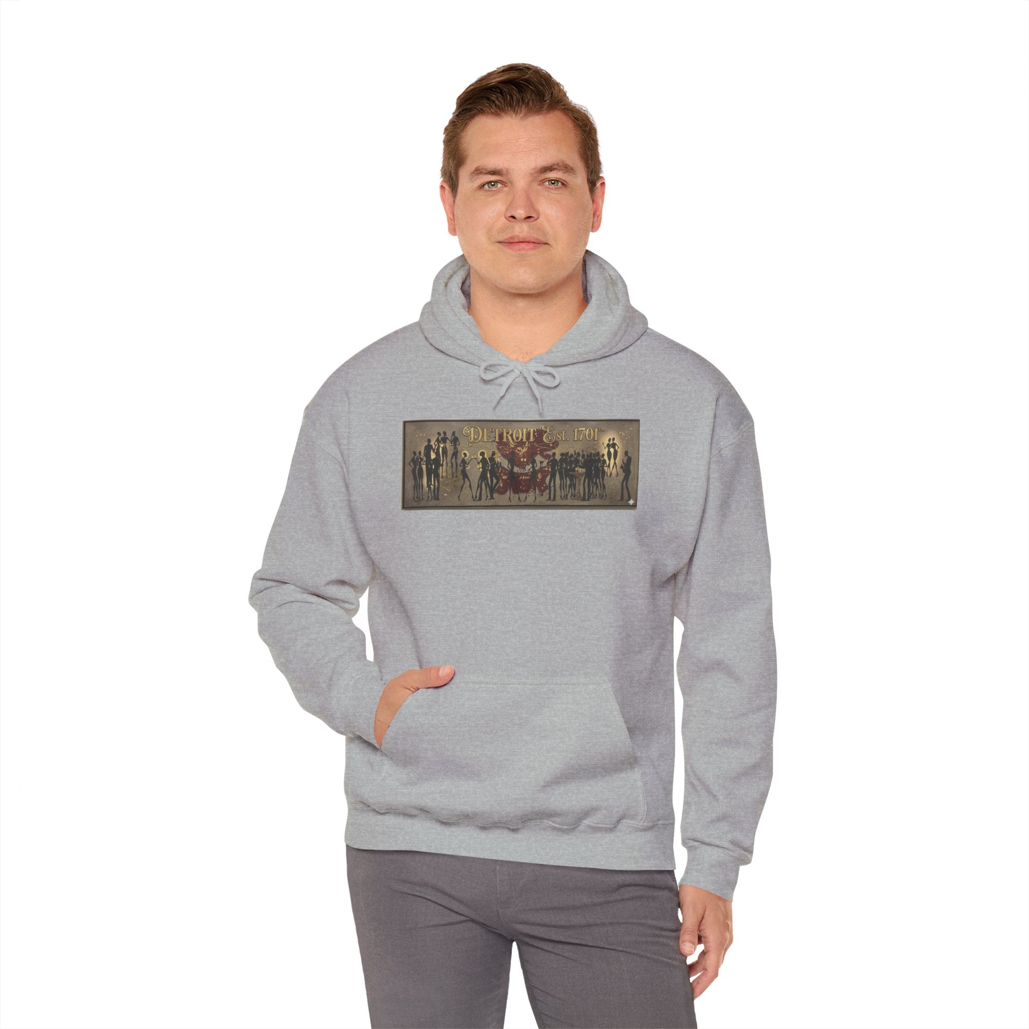 Detroit Pride Vintage Silhouette Artwork Hoodie — Motor City Midnight Graphic Pullover