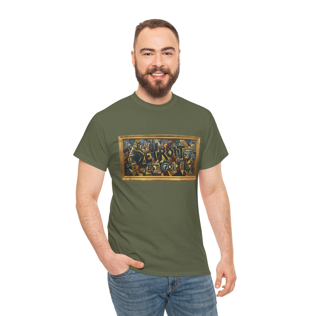 Men's Abstract Cubist Art T-Shirt — Framed Modern Painting Graphic(Unisex)