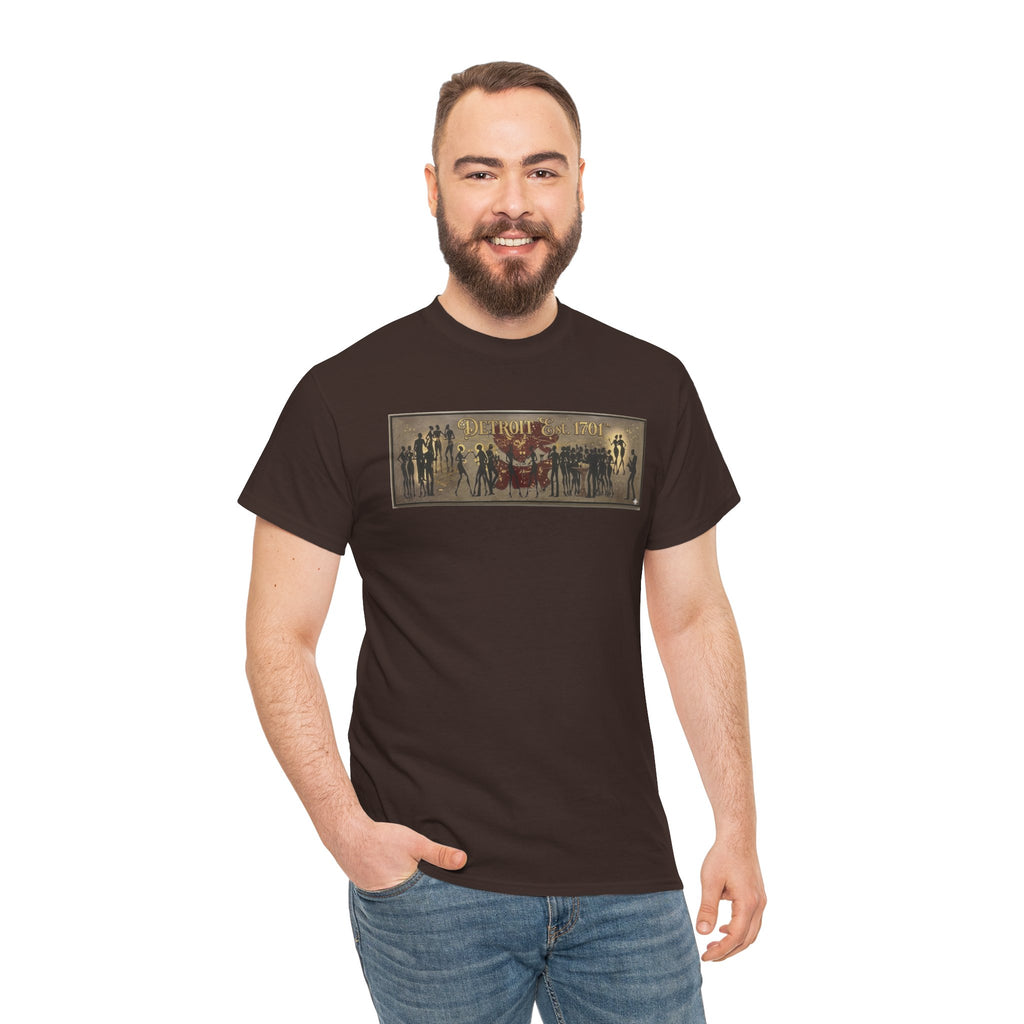 Detroit Pride Vintage Silhouette Artwork Tee — Motor City Midnight Graphic Cotton T-Shirt