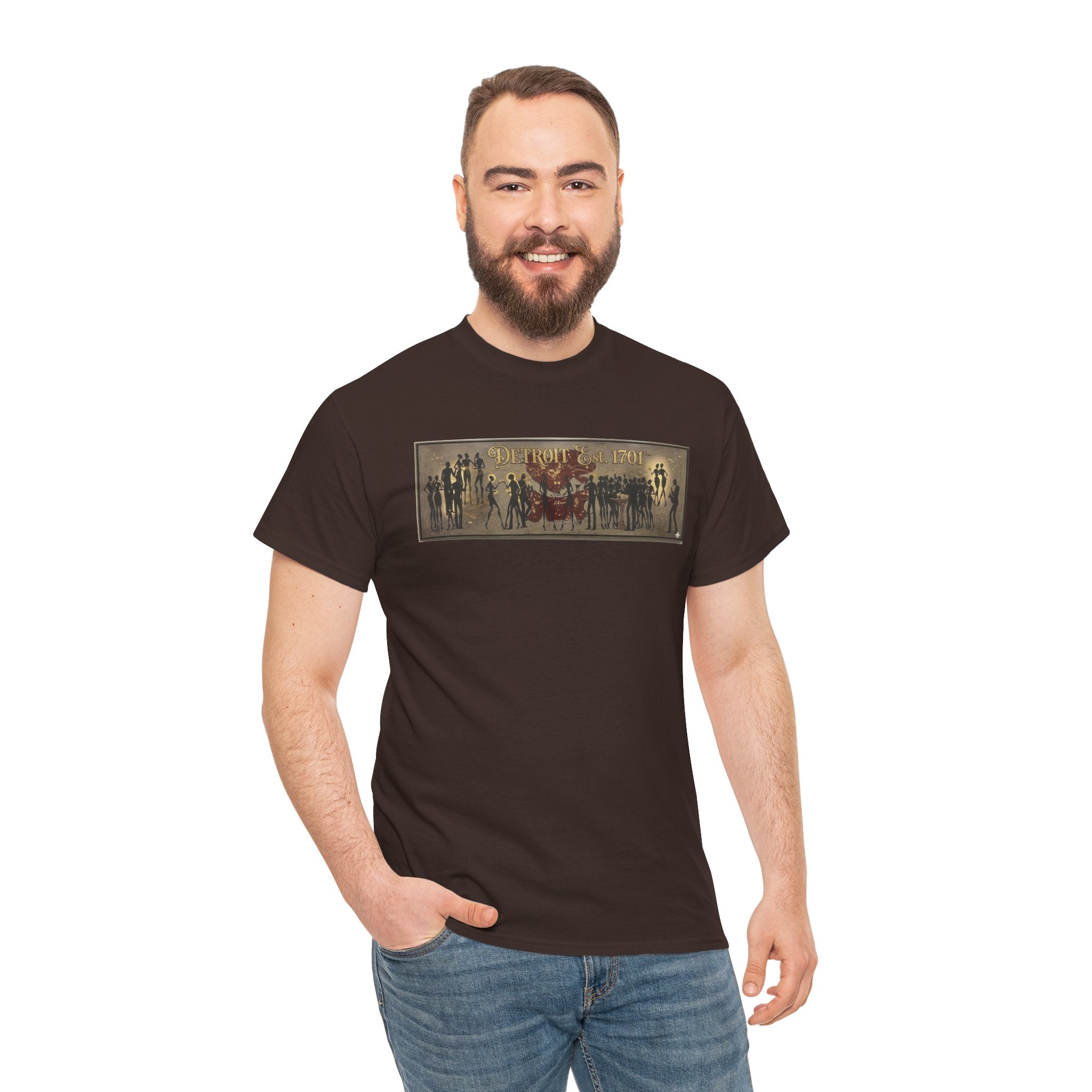 Detroit Pride Vintage Silhouette Artwork Tee — Motor City Midnight Graphic Cotton T-Shirt