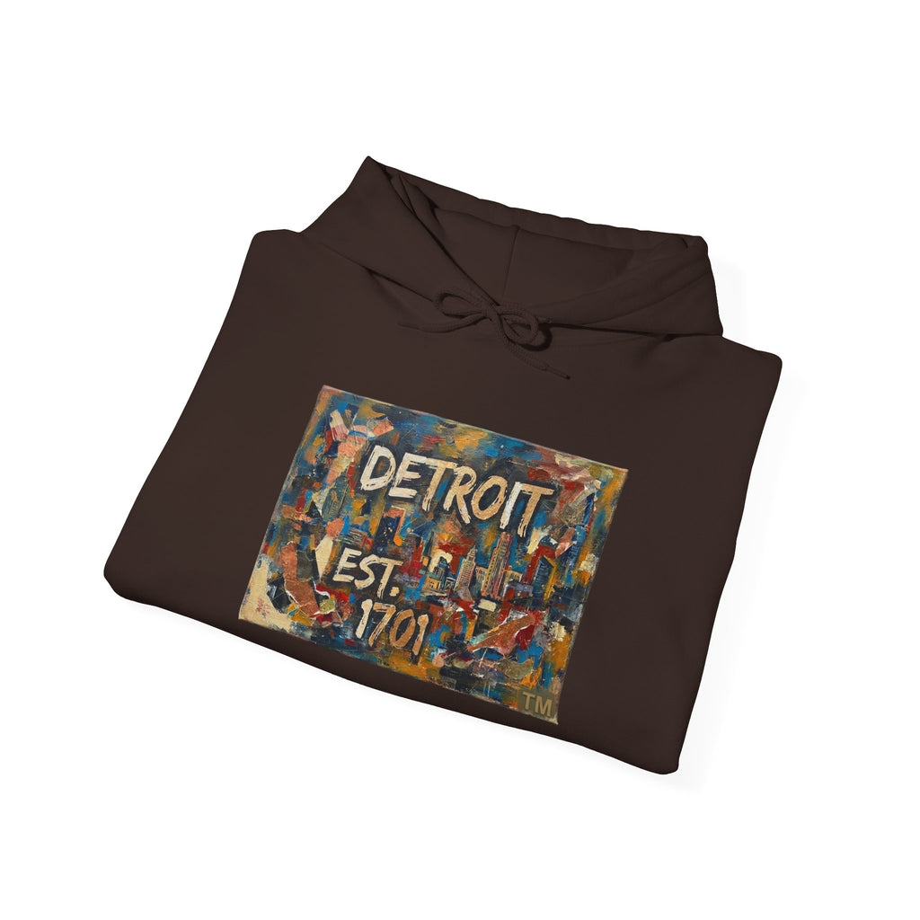 Detroit City Mural Hoodie — Abstract Painterly Graphic Pullover | Motor City Street Art
