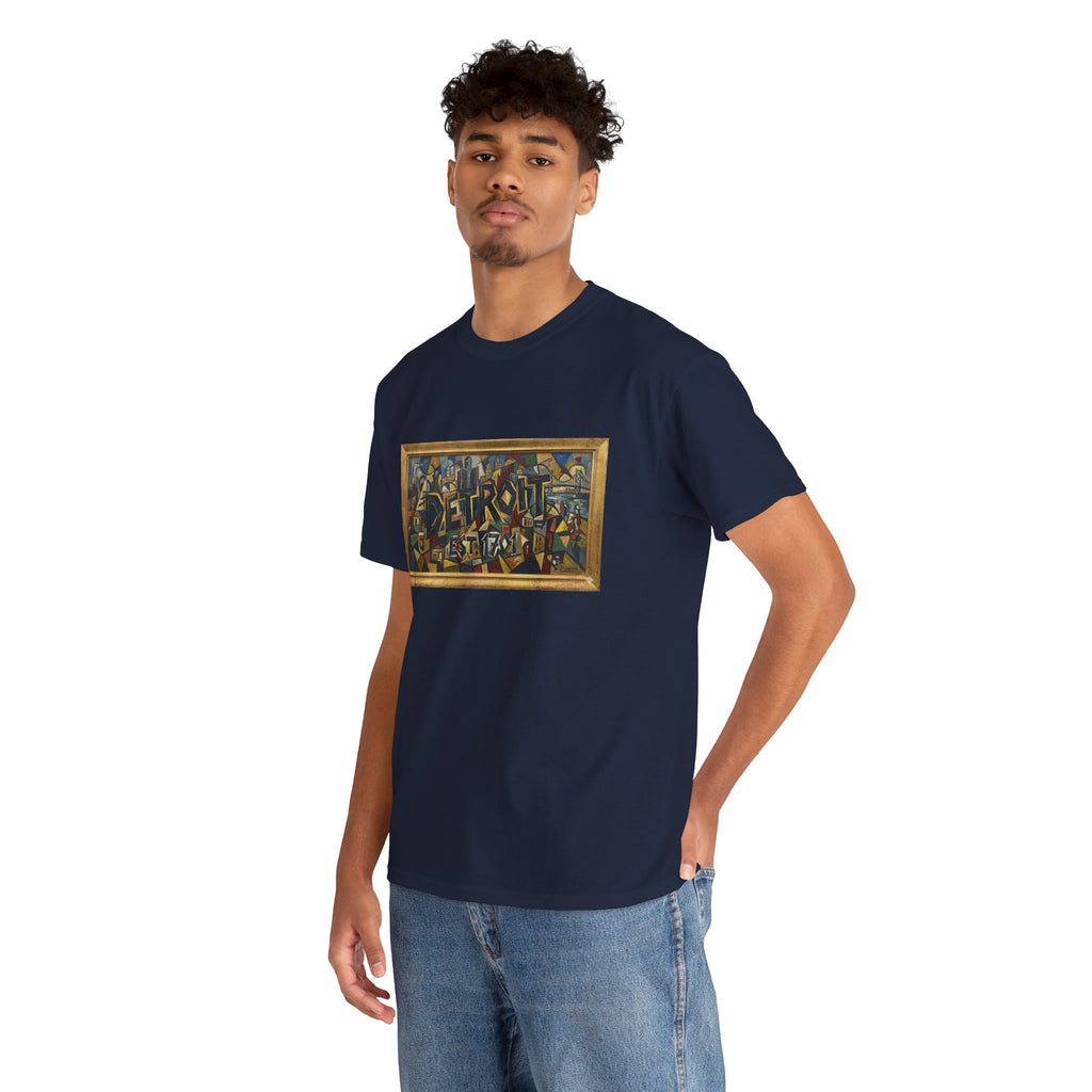 Men's Abstract Cubist Art T-Shirt — Framed Modern Painting Graphic(Unisex)