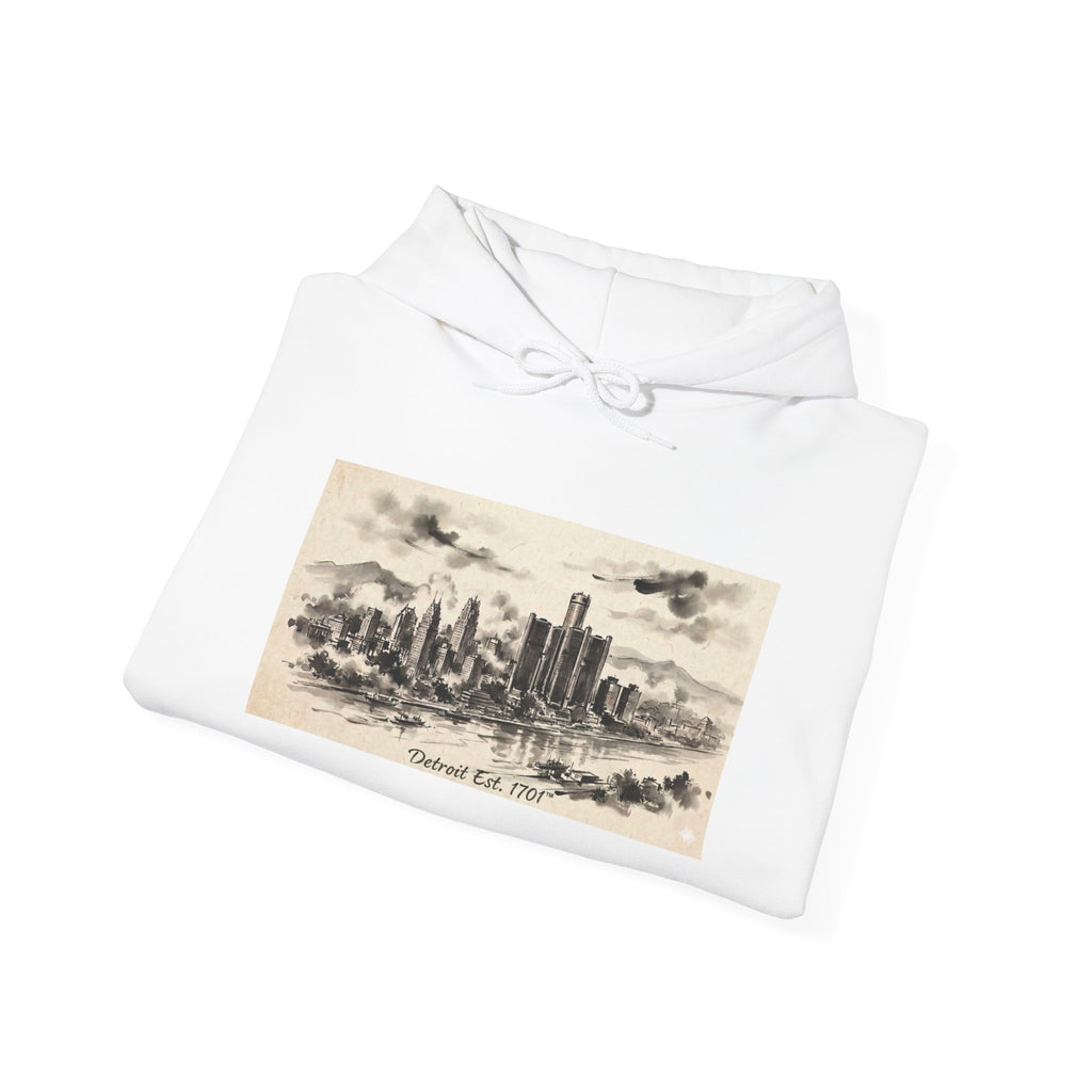 Detroit Pride Vintage Skyline Hoodie — "Detroit, Est. 1701" Pullover | Motor City Roots
