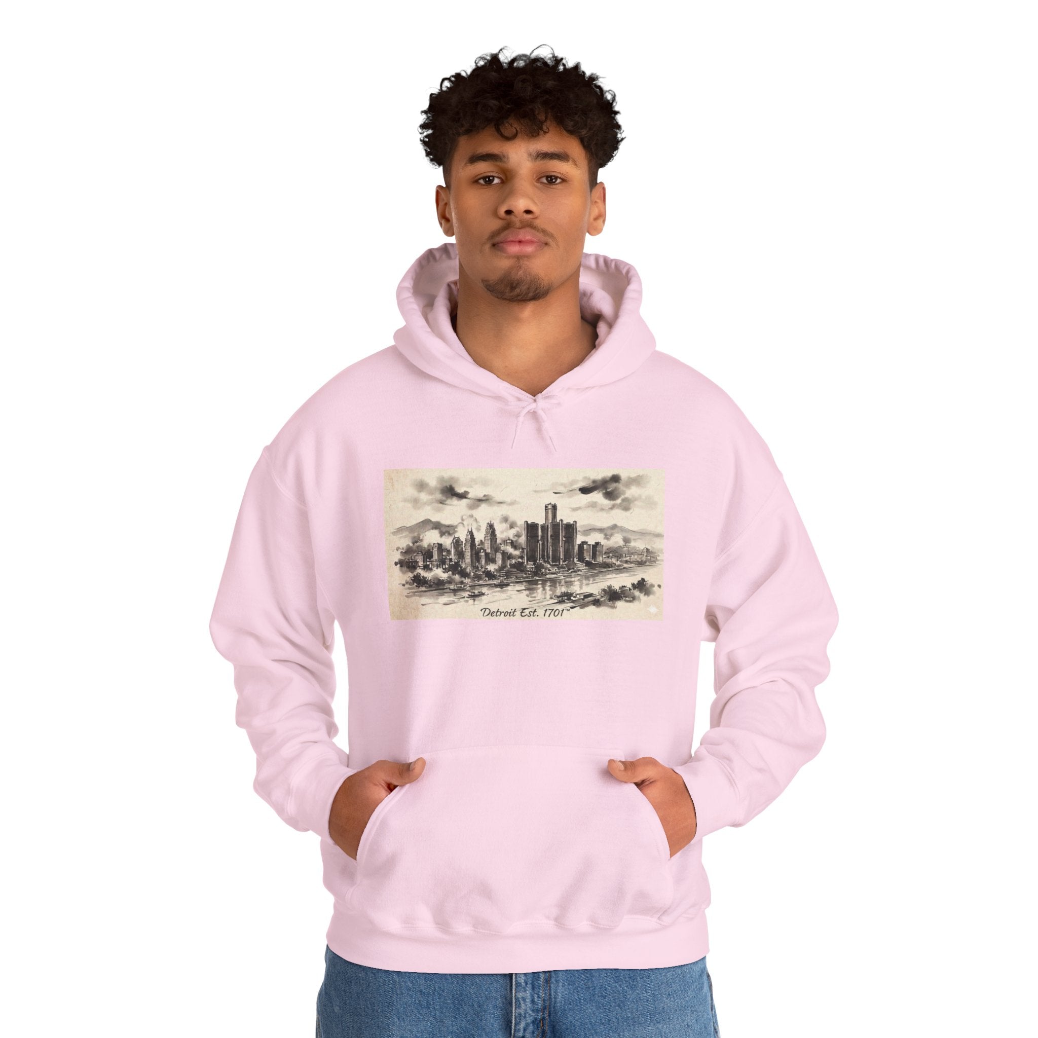 Detroit Pride Vintage Skyline Hoodie — "Detroit, Est. 1701" Pullover | Motor City Roots